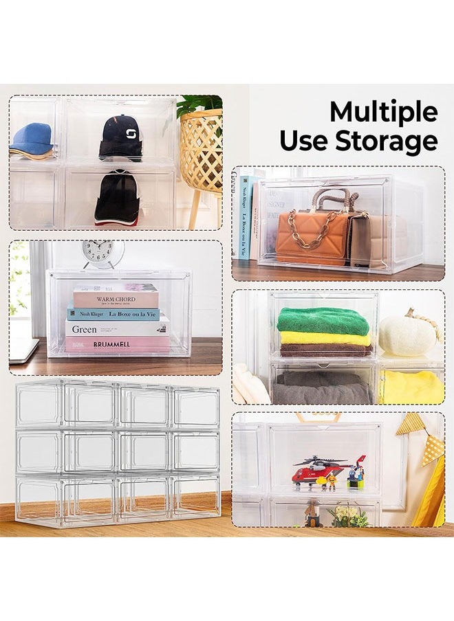 Shoe Storage Box,Shoe Organizer for Closet,Stackable Shoe Boxes Clear Shoe Organizer Storage Bin Space Saving Sneaker Storage Container Boxes Shoe Display Case with Clear Lids(10 Pack)