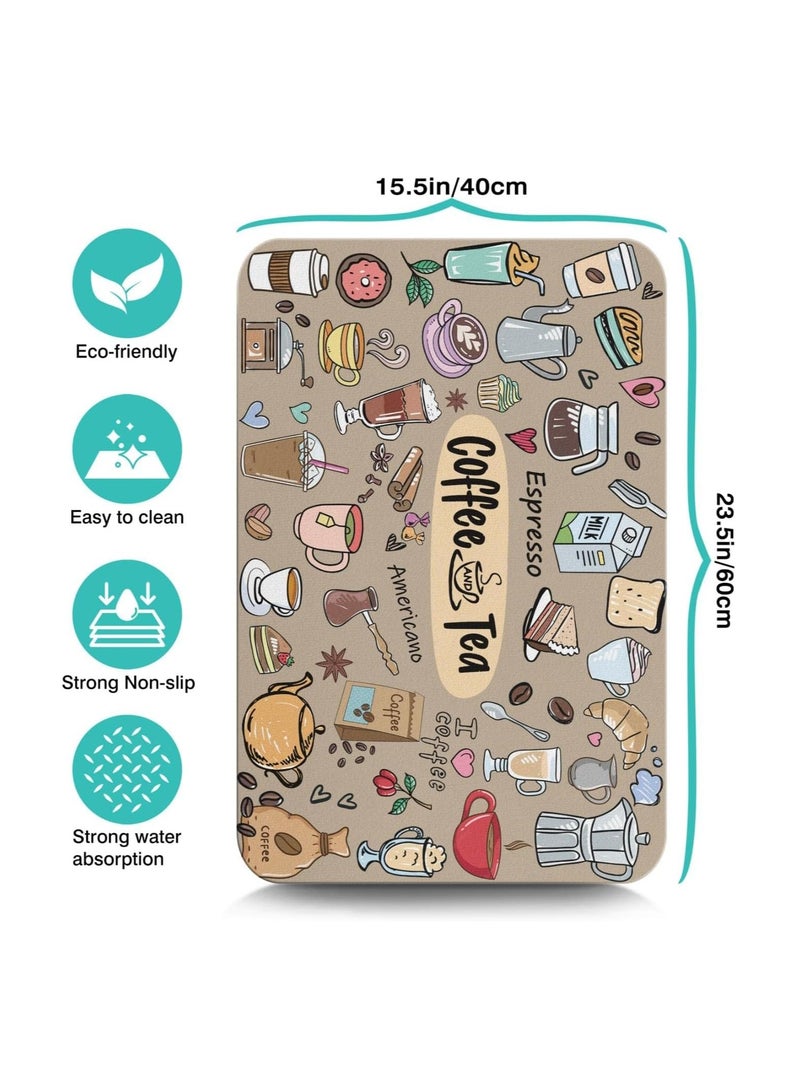KASTWAVE Coffee Bar Mat Accessories for Countertop Super Absorbent Anti-Slip Silicone Dish Drying Mats for Kitchen Counter Draining Pad Decor Gift Fit Coffee Maker Coffee Pot Espresso Machine 23inx15in - Image 5