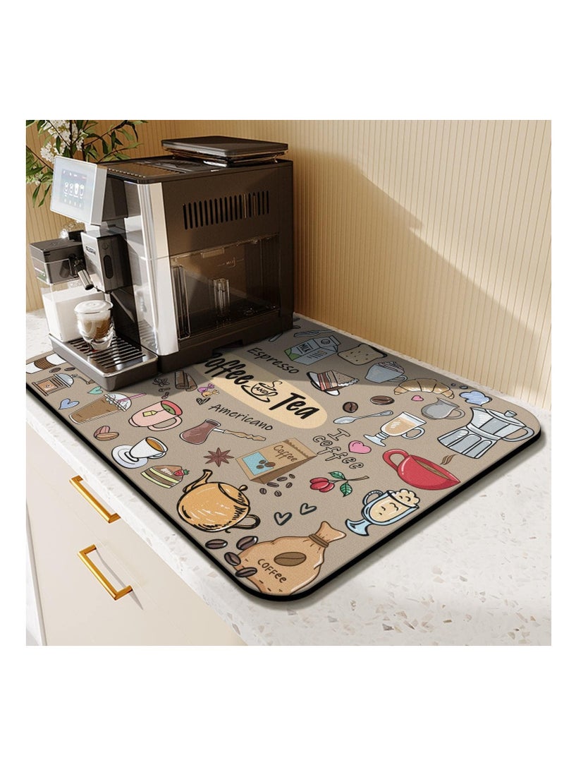 KASTWAVE Coffee Bar Mat Accessories for Countertop Super Absorbent Anti-Slip Silicone Dish Drying Mats for Kitchen Counter Draining Pad Decor Gift Fit Coffee Maker Coffee Pot Espresso Machine 23inx15in - Image 3