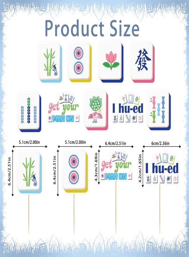 RUBOAOA Mahjong Party Supplies Cupcake Toppers, 36 Pcs Mahjong Cake Decorations with 9 Designs, Mini Cake Picks for Birthday Party, Cupcake Decoration for Family Gatherings - Image 2