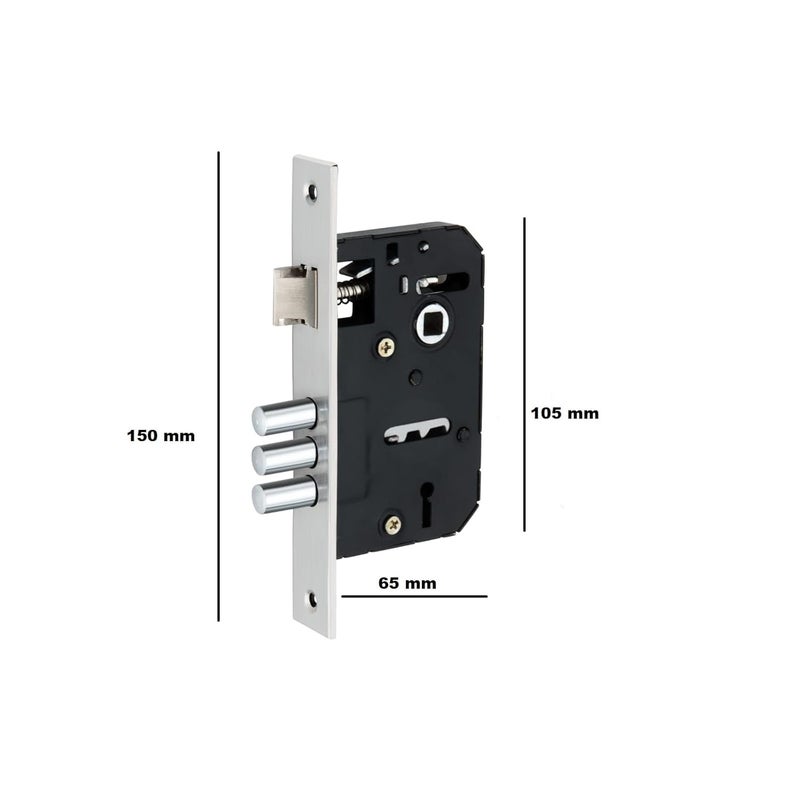 Kunal Heavy-Duty Door Lock Set - Main Door Handle Set/ 6-Lever Lock Mechanism with 2 Years of Warranty by /Mortise,70mm SS Lock Body with 3 Keys (7” Jet Black) - Image 4