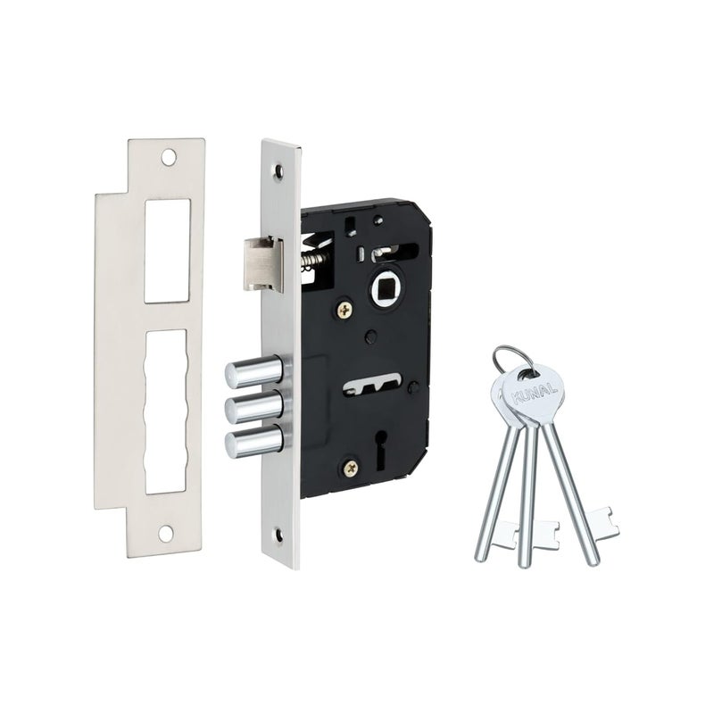 Kunal Heavy-Duty Door Lock Set - Main Door Handle Set/ 6-Lever Lock Mechanism with 2 Years of Warranty by /Mortise,70mm SS Lock Body with 3 Keys (7” Jet Black) - Image 5