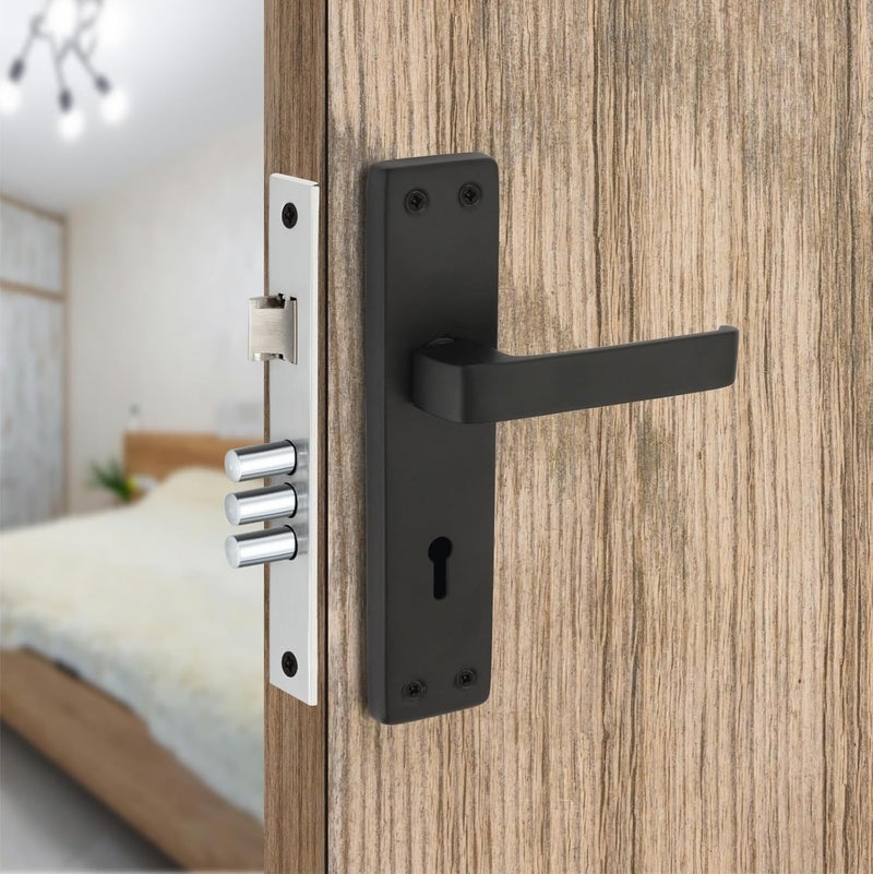 Kunal Heavy-Duty Door Lock Set - Main Door Handle Set/ 6-Lever Lock Mechanism with 2 Years of Warranty by /Mortise,70mm SS Lock Body with 3 Keys (7” Jet Black) - Image 1
