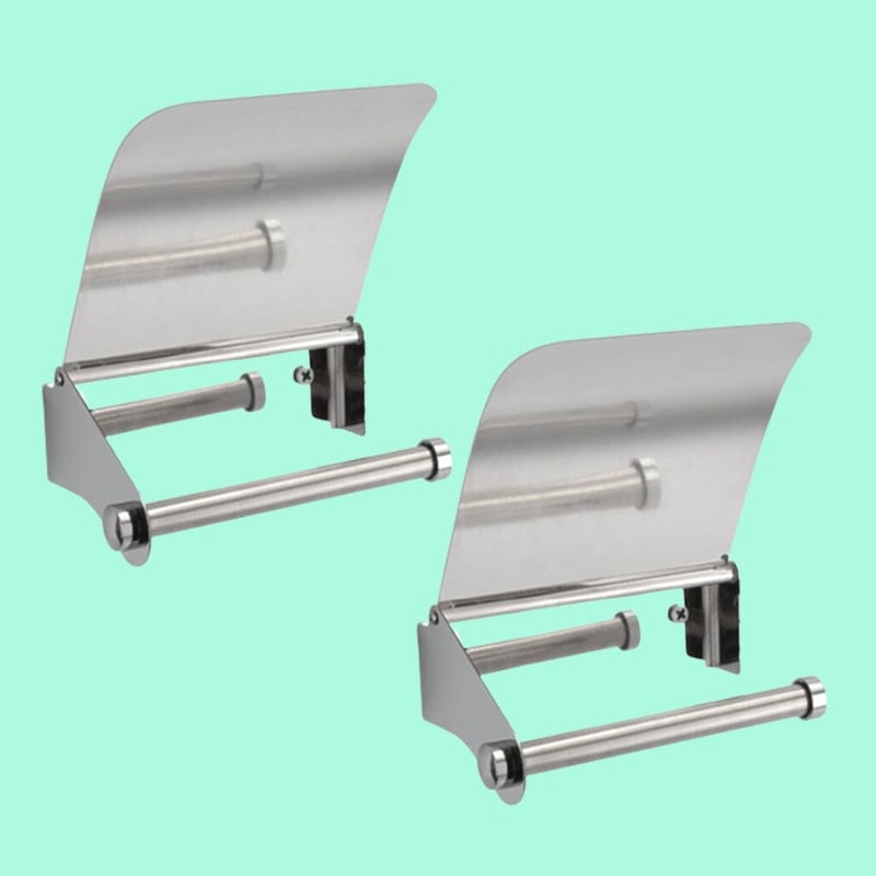 MLD MLD TPSH003 Toilet Paper Holder/Tissue Paper Holder/Toilet roll Holder/Paper roll Holder/Tissue Paper roll Holder/Bathroom Accessories Set (Material- Stainless Steel, Silver) Pack of -2