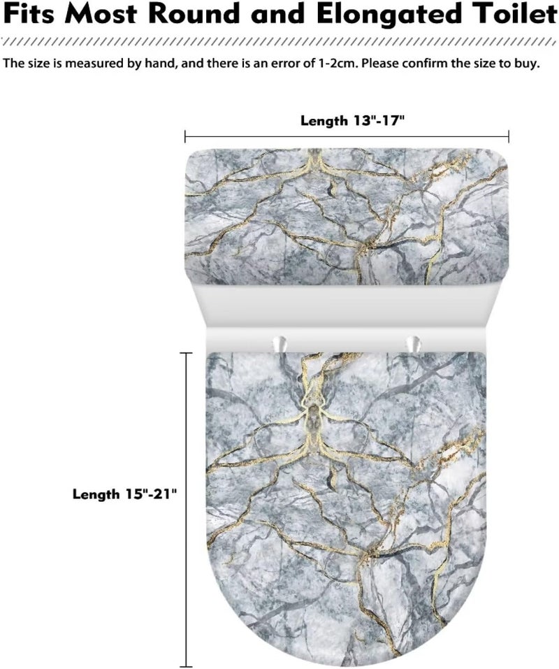 Vanideaoty Gray Marble Toilet Tank Cover Set of 2 Pack Toilet Lid Cover Washable Fits Most Size Tanks & Lids,Soft Bathroom Replacement Easy to Clean - Image 5