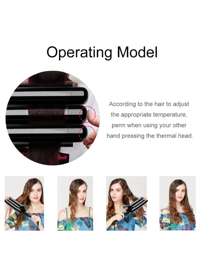 3-Barrel Electric Iron Hair Curler,25mm Black 380mm - Image 4