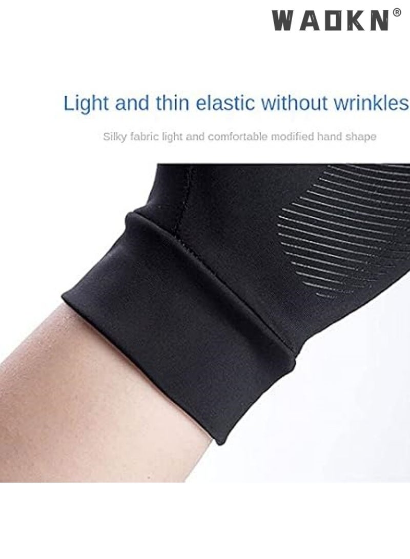 WAOKN Sunscreen Gloves Men's Summer Fingerless Thin ice Silk Driving Leaking Two-Point Lure Fishing Gloves Half-Finger Riding Takeaway Rider Gloves (Black) - Image 4