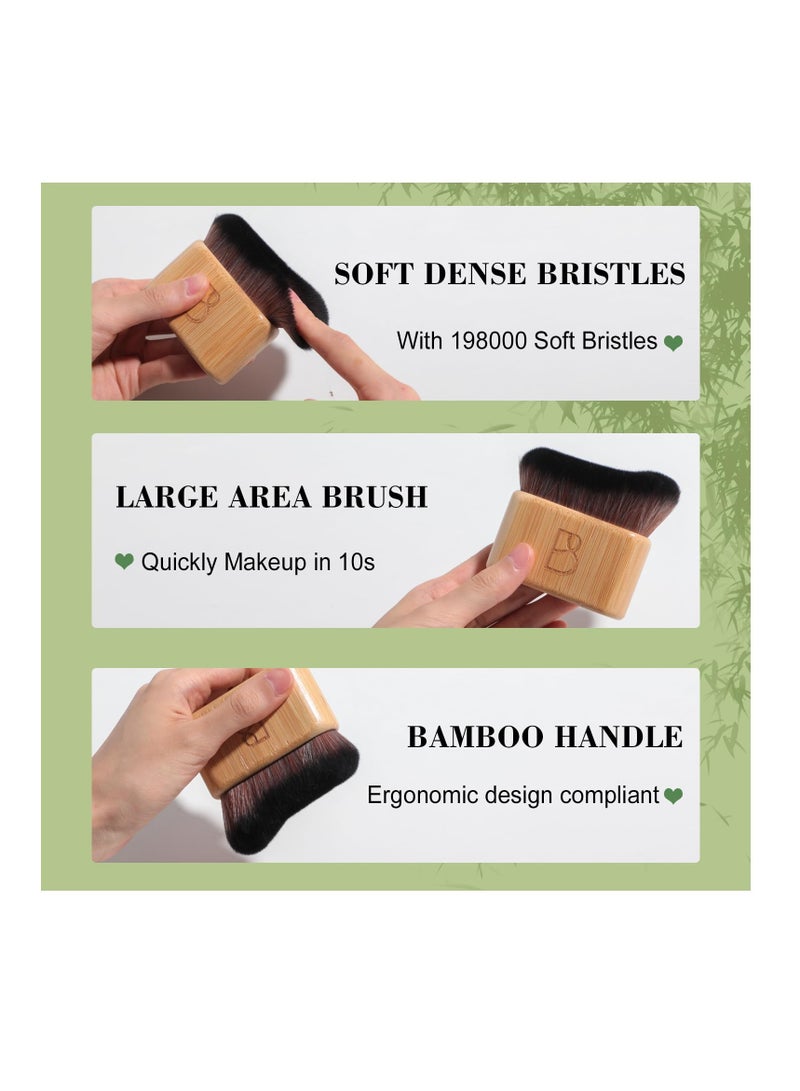 BS Mall 2 Set Self Tanning Body Brush Makeup Brushes, Eco-Friendly Natural Bamboo Handles, Ultra-Soft Synthetic Bristles, Perfect for Face and Body Application Perfect for Travel (Brown) - Image 2