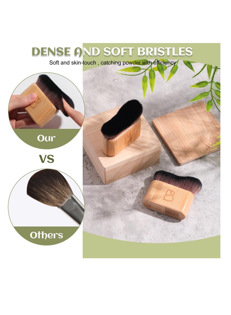 BS Mall 2 Set Self Tanning Body Brush Makeup Brushes, Eco-Friendly Natural Bamboo Handles, Ultra-Soft Synthetic Bristles, Perfect for Face and Body Application Perfect for Travel (Brown) - Image 3