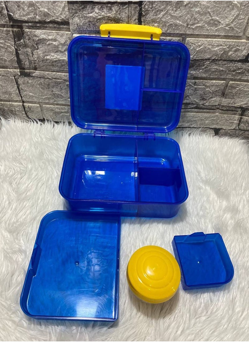 Generic Jamila 4-piece hygienic hard plastic rectangular lunch box - blue  - Image 4