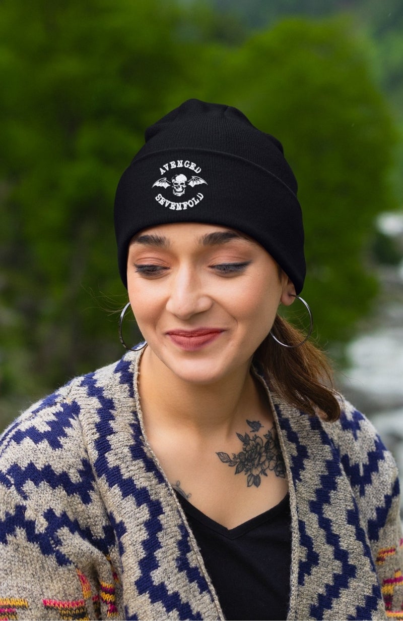 Fuddy Moda Avenged Sevenfold Printed Outdoor Folded Beanie, Rock Band Printed Camisole Winter Hat  - Image 4