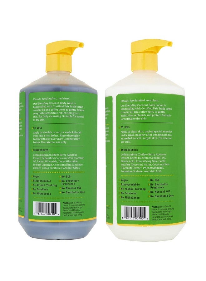 Alaffia Coconut & Coffee Berry Purely Coconut Value Set Body Wash & Body Lotion 32 Fl Oz Each - Image 2