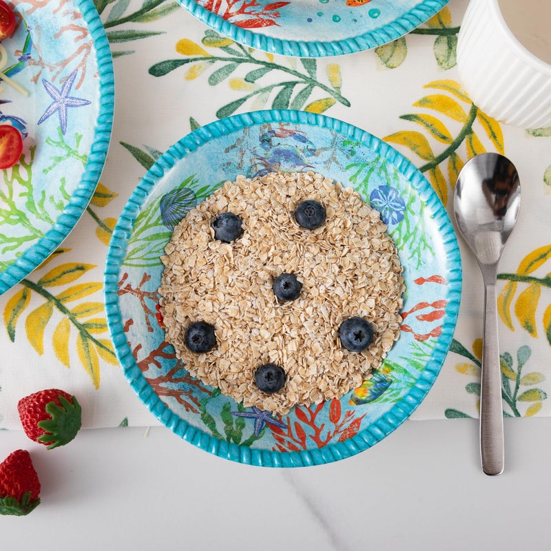 ZAROCRUS Coastal Dinnerware Sets, Ocean Theme Unbreakable Kitchen Plates and Bowls Set, Coastal Dishes Lightweight Dinnerware Set, RV and Camping dishes set for 4, Dishwasher Safe - Image 4