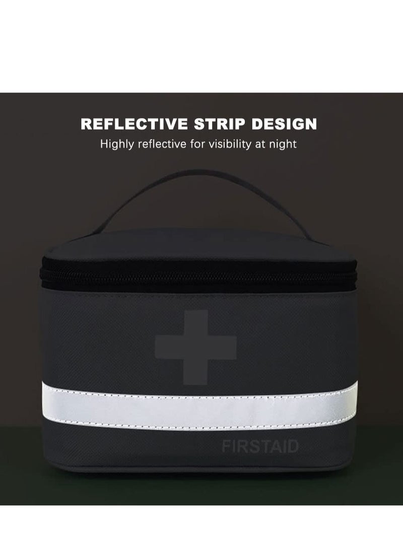SYOSI 2 Pcs Empty First Aid Bags with Small Medical Pouch, Insulated Survival Medicine Bag, Portable Medication Travel Carrying Case with Handle for Car Home Camping Office Workplace Deep Grey - Image 4
