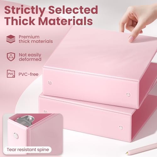 SUNEE 3 Ring Binder 3 Inch 4 Pack, 3" Clear View Binder Three Ring PVC-Free (Fit 8.5x11 Inches) for School or Office Supplies, Assorted Pastel - Image 4