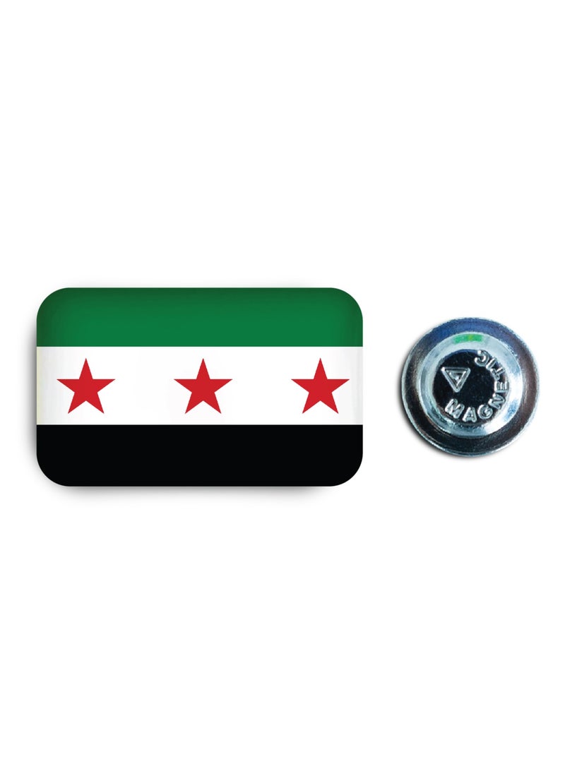 971MEDIA SYRIA Flag - Metal Badge Epoxy Coated with Magnetic Pin that Doesn't Tear Clothes  - Image 1