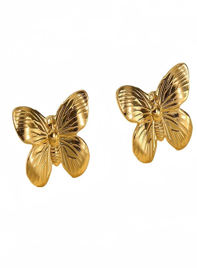 أرتوريا أقراط أرتوريا النسائية من الفولاذ المقاوم للصدأ بتصميم فراشة وزهرة وقنديل بحر - تصميم لطيف لا يسبب الحساسية، لطيف على البشرة، خالٍ من النيكل، مقاوم للماء، مقاوم للتشوه، مقاوم للعرق - Image 2