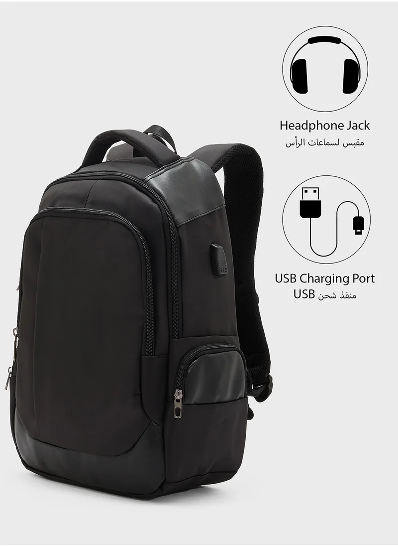 Robert Wood Premium Backpack With Pocket Organiser And Usb Port