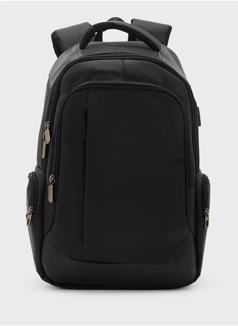 Robert Wood Premium Backpack With Pocket Organiser And Usb Port