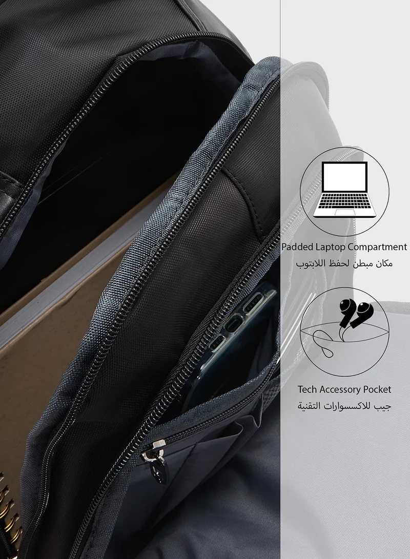 روبرت وود حقيبة ظهر فاخرة بمنظم جيوب ومنفذ USB