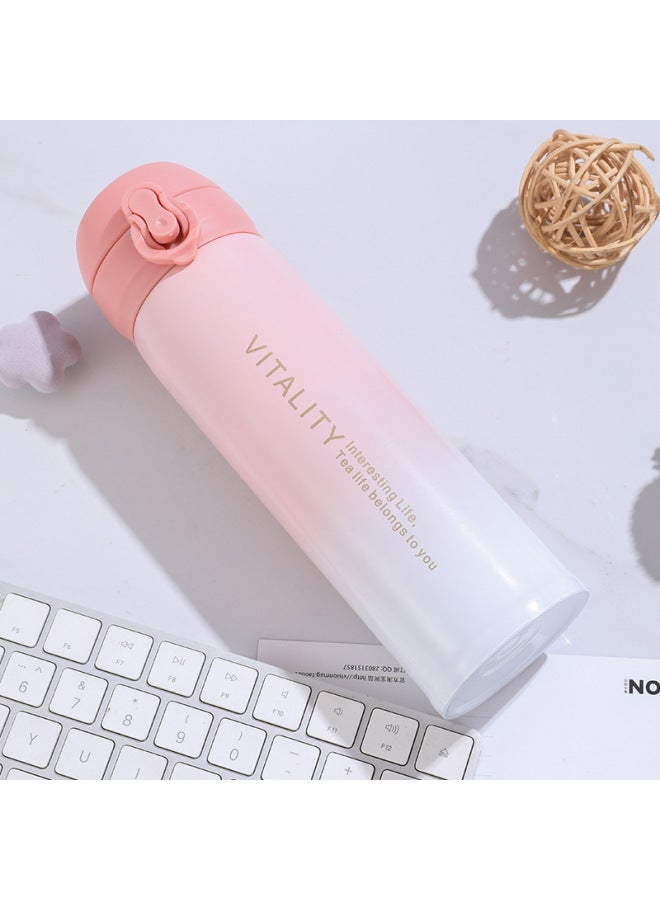 Creative 304 Stainless Steel Vacuum Thermos Cup High Color Value Gradient Bounce Cover Water Cup Portable Car Straight Cup