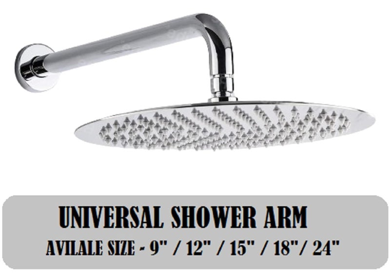 FOLX FBA48 Premium Grade Stainless Steel Square And Round Shower Arm with Wall Flange Thread Size 05 Inch Round SILVER 9 INCH - Image 3