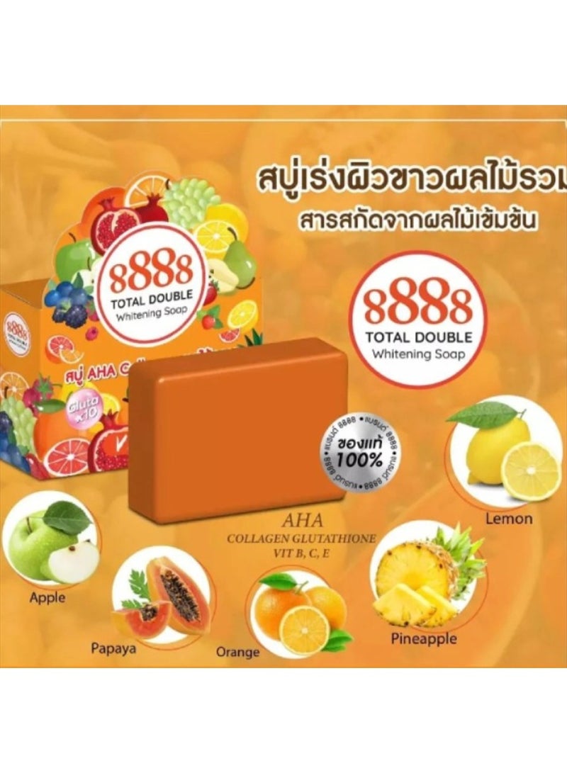 8888 Total Double Whitening Soap with AHA, Collagen, Gluta X10, Vitamin C & E for Bright Glowing Skin 80g - Image 3