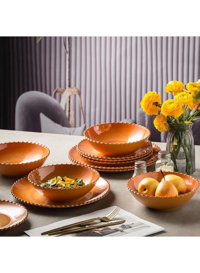 Miss Yip 12 Piece Melamine Dinnerware Sets, Service for 4, Lightweight Unbreakable, BPA Free, Food Grade Plates Sets, Dishwasher Safe, Indoor and Outdoor Use - Image 5