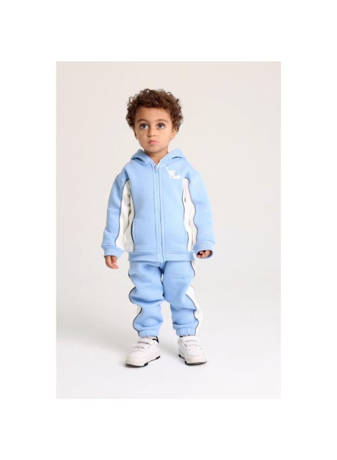 playmore Unisex Baby Cotton Outfit Set – Baby Blue with Elephant Print - Image 2