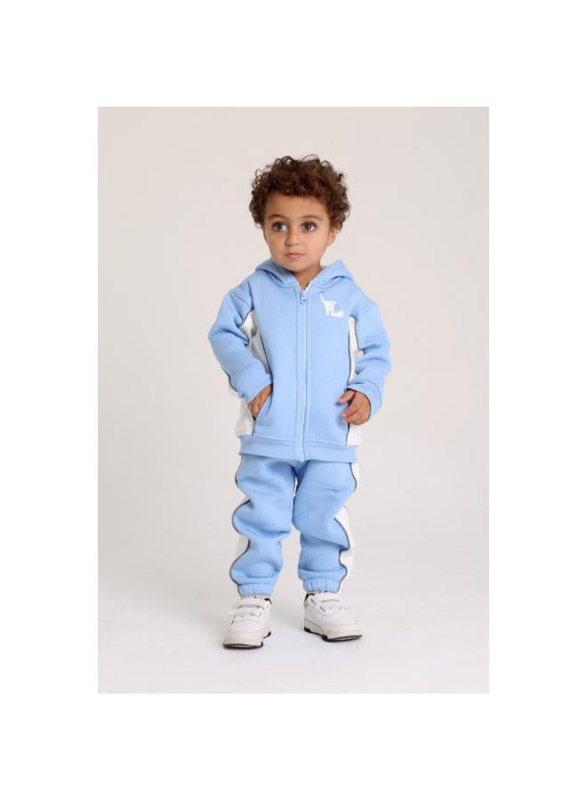 playmore Unisex Baby Cotton Outfit Set – Baby Blue with Elephant Print - Image 3