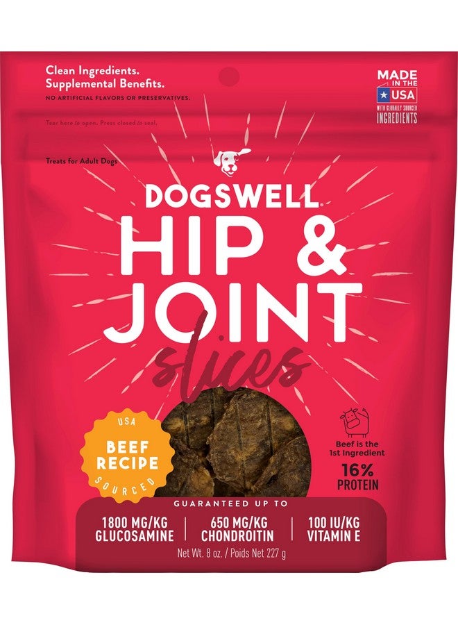 DOGSWELL Hip & Joint Slices Functional Dog Treats, Beef 8 oz. Bag - Image 1