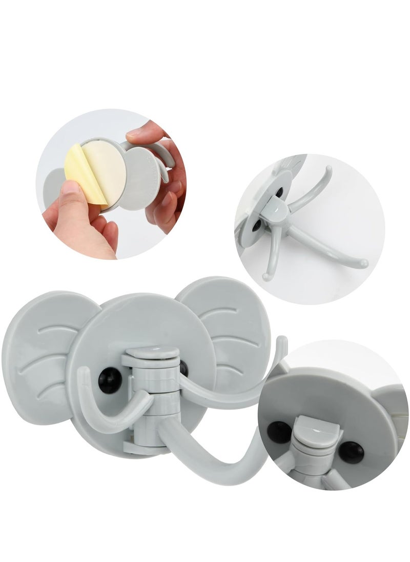 6Pcs Novelty Coat Hooks, 3 in 1 Elephant Door Hooks Wall Hooks Kawaii Room Decor, Decorative Sticky Hooks Creative Animal Hooks, Multifunctional Rotatable Hooks for Bathroom, Bedroom, Kitchen  - Image 4