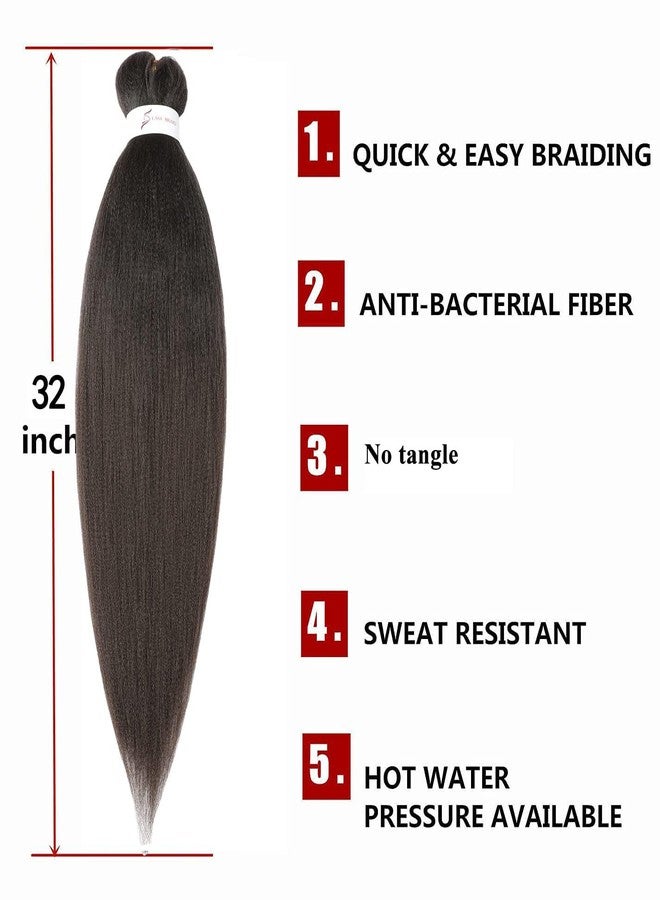 ShowCoco 8 Packs Pre-stretched Braiding Hair 32 Inch Yaki Texture Hair Extensions Hot Water Setting Professional Synthetic Fiber Crochet Braids (32inch,#4) - Image 2