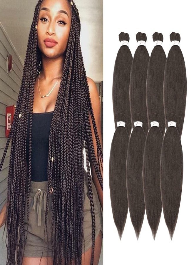 ShowCoco 8 Packs Pre-stretched Braiding Hair 32 Inch Yaki Texture Hair Extensions Hot Water Setting Professional Synthetic Fiber Crochet Braids (32inch,#4) - Image 1