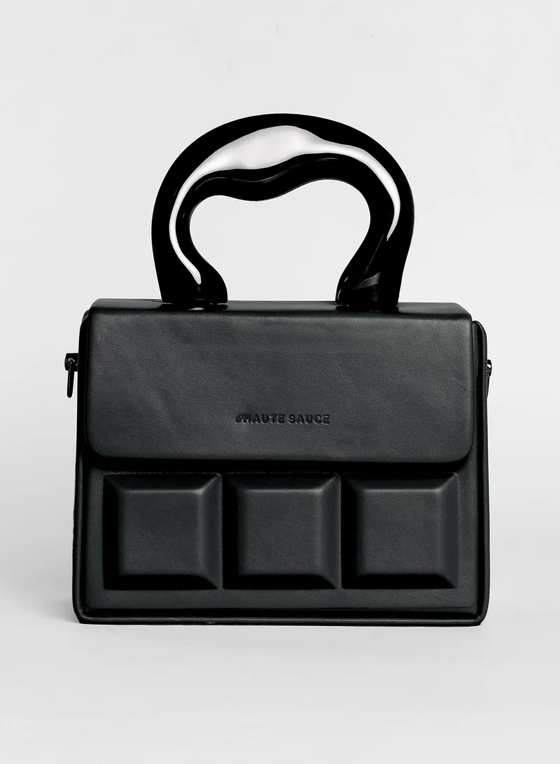 Haute Sauce Haute Sauce Women's The Caldera Quilt Hand Bag For Casual Wear | Midnight Black Colour | One-Size| Magnetic Closure | Vegan Leather Material | Detachable Sling | Handbag For Woman & Girls