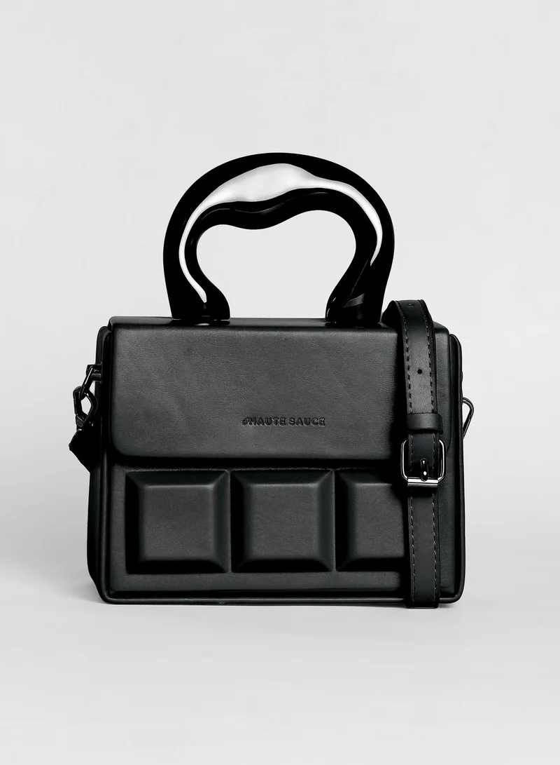 Haute Sauce Haute Sauce Women's The Caldera Quilt Hand Bag For Casual Wear | Midnight Black Colour | One-Size| Magnetic Closure | Vegan Leather Material | Detachable Sling | Handbag For Woman & Girls
