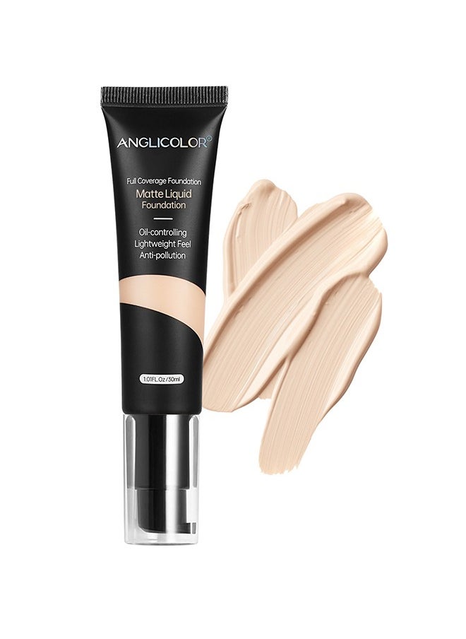 Anglicolor Matte Oil Control Concealer Foundation Flawless Soft Long Lasting Foundation Makeup Waterproof Full Coverage Face Makeup Strong Concealer Foundation For Oily Acne Skin 101  - Image 1