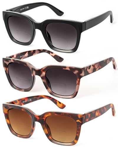 JOLISU Bifocal Sunglasses Reader 3 Pack Lightweight Oversized Classic Style for Women Reading With UV 400 Protection Readers Builtin20 - Image 1