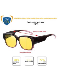Anti-Blue Light Radiation Protection Glasses Dark yellow film with gradual purple frame