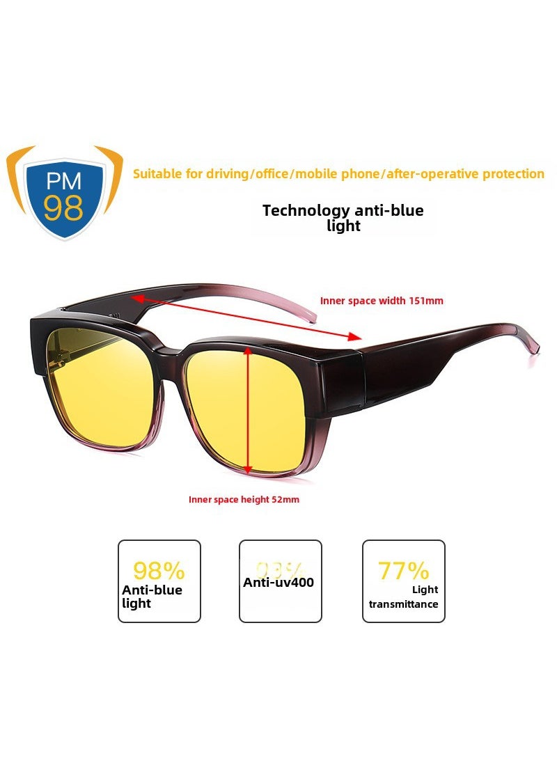 Generic - Anti-Blue Light Radiation Protection Glasses Dark yellow film with gradual purple frame - Image 1