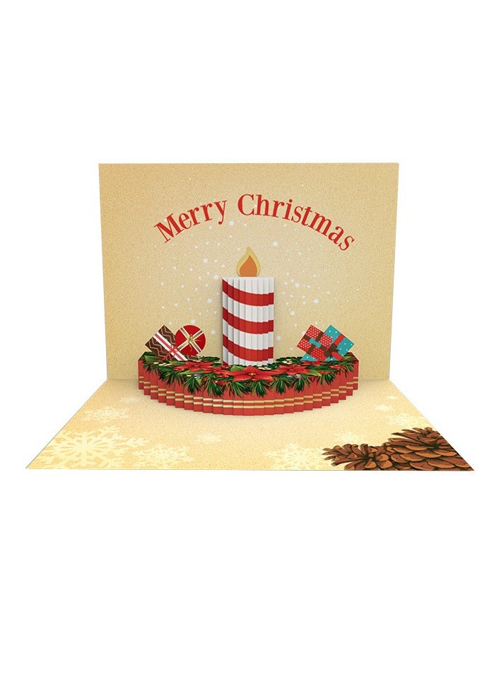 Generic Christmas candle 90 degree stereo card Christmas gift card 