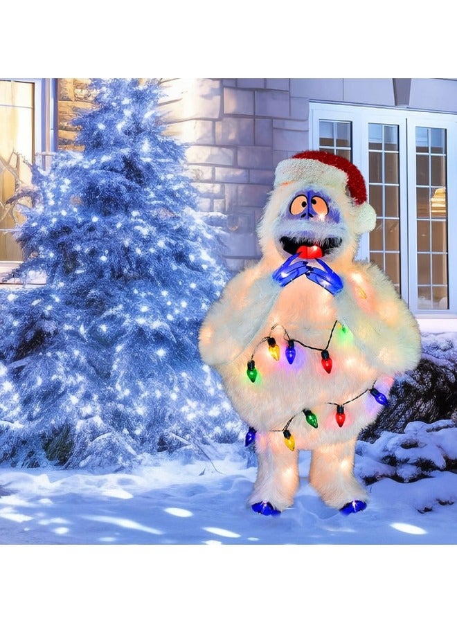 CCOVERY Christmas Abominable Snow Monster Decorations,81cm Plush Light Up Indoor Outdoor Holiday Display Yard Lights Backyard Garden Lawn Xmas Decor - Image 1