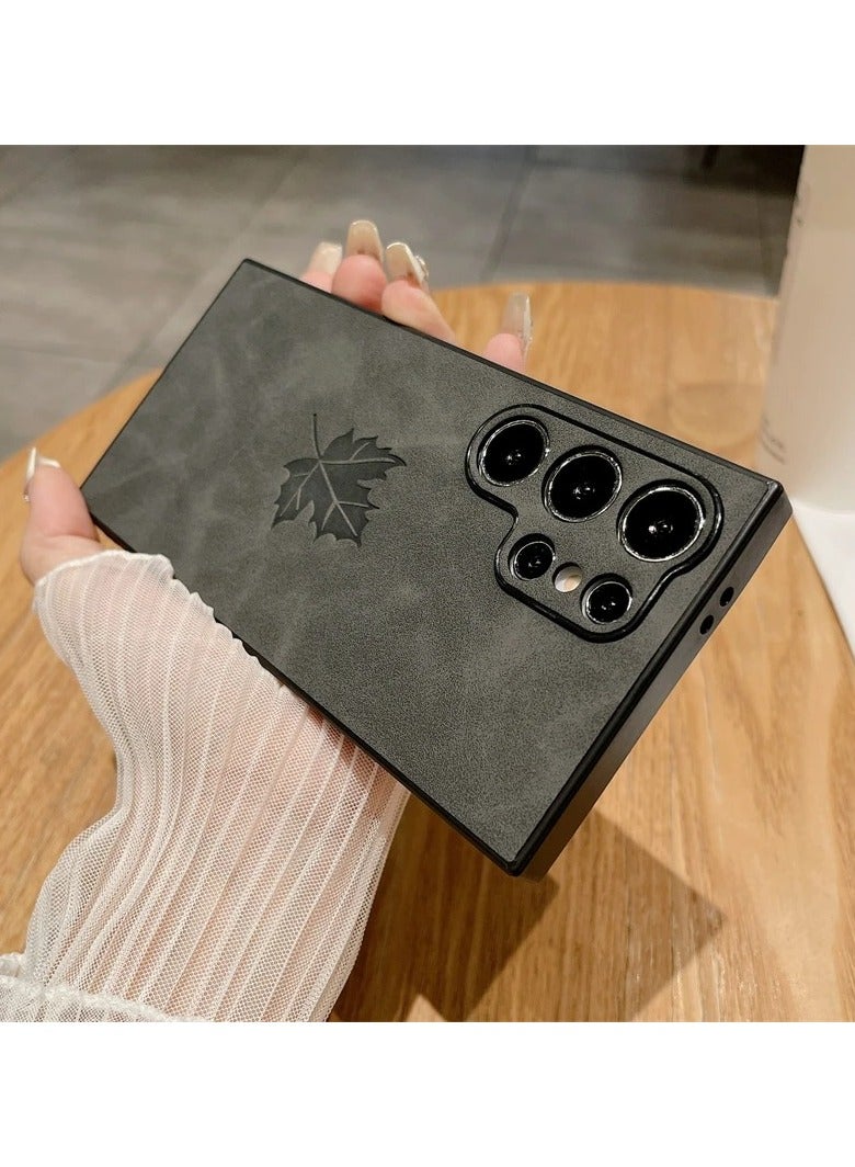 AROAQ Luxury Leather Maple Leaf Pattern Matte Soft Case for Samsung S24 S22 S21 S23 FE Plus Note 20 Ultra A55 A54 A53 A25 A15 A13