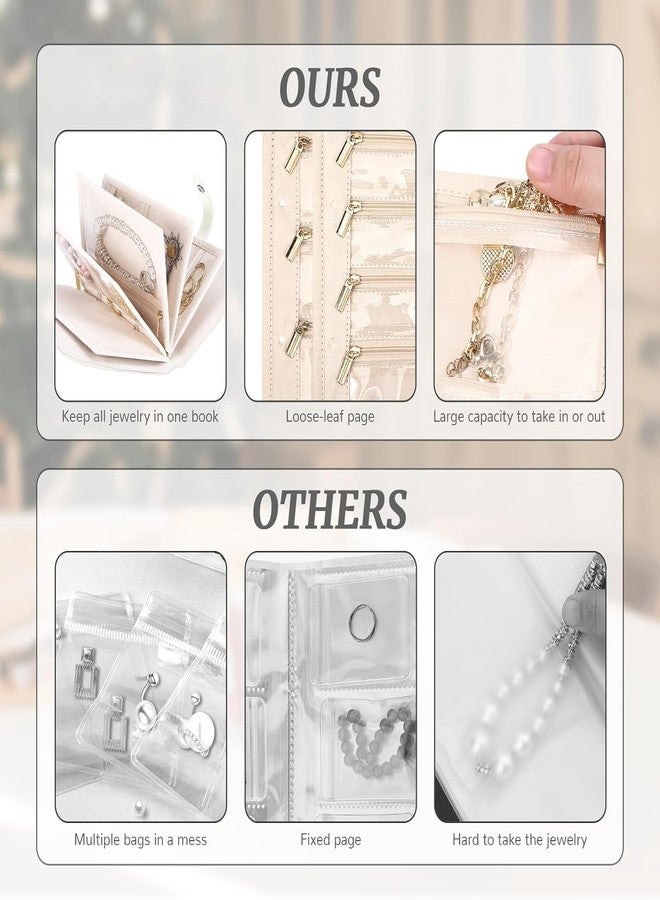 Suicune Jewelry Organizer Book for Travel - Jewelry Storage Binder with Tangle-Free Divided Compartments & Easy-Find Clear Pouches, Mothers Day Gifts for Women, Pink - Image 4