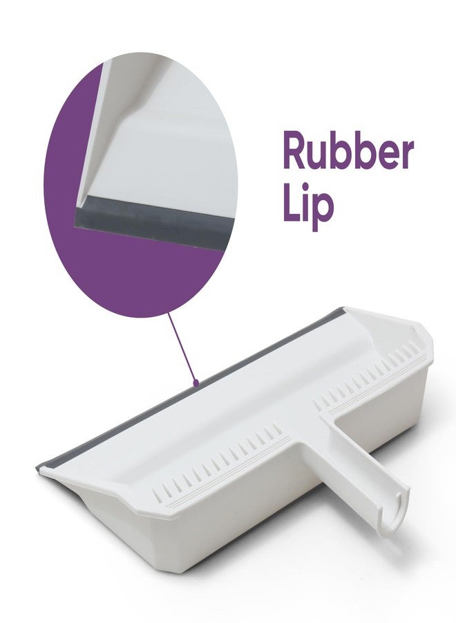 Superio 2-Pack Wide Plastic Dustpan with Comb - 16" Wide, Rubber Lip, Broom Handle Clip, White - Image 4