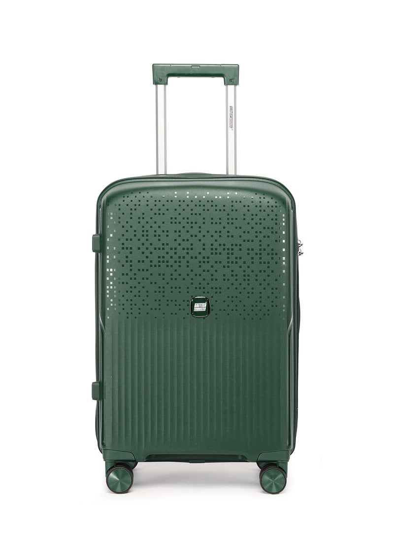 السياحية البريطانية طقم حقائب سفر صلبة من ثلاث قطع من مادة البولي بروبلين مع عجلات دوّارة بمقاسات 20/24/28 بوصة - أخضر - Image 2