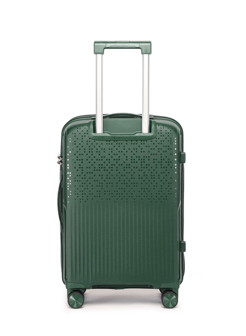 السياحية البريطانية طقم حقائب سفر صلبة من ثلاث قطع من مادة البولي بروبلين مع عجلات دوّارة بمقاسات 20/24/28 بوصة - أخضر - Image 3