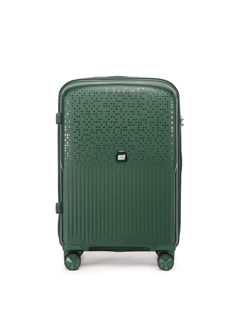 السياحية البريطانية طقم حقائب سفر صلبة من ثلاث قطع من مادة البولي بروبلين مع عجلات دوّارة بمقاسات 20/24/28 بوصة - أخضر - Image 4