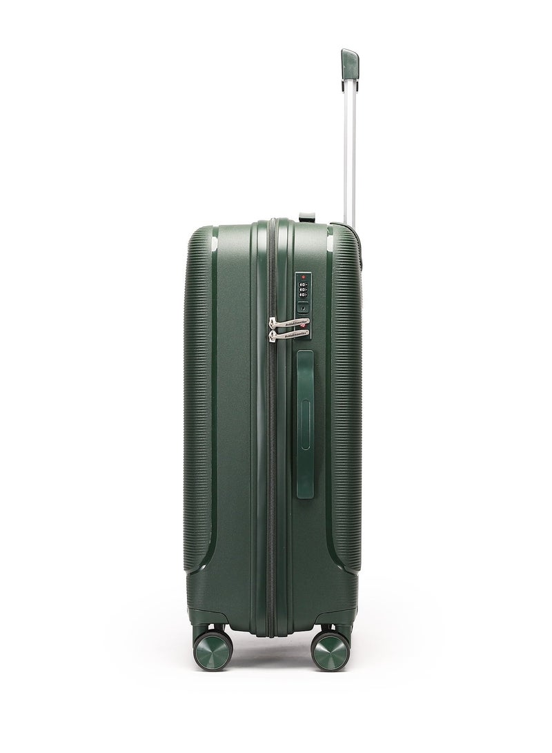 British traveller 3 Piece Polypropylene Hard Side Spinner Luggage Trolley Set 20/24/28 Inch - Green - Image 5