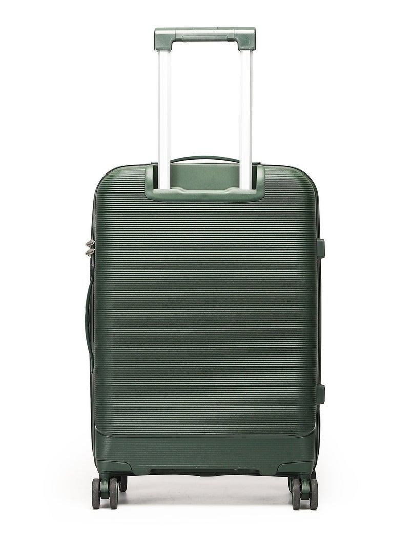 British traveller 3 Piece Polypropylene Hard Side Spinner Luggage Trolley Set 20/24/28 Inch - Green - Image 3